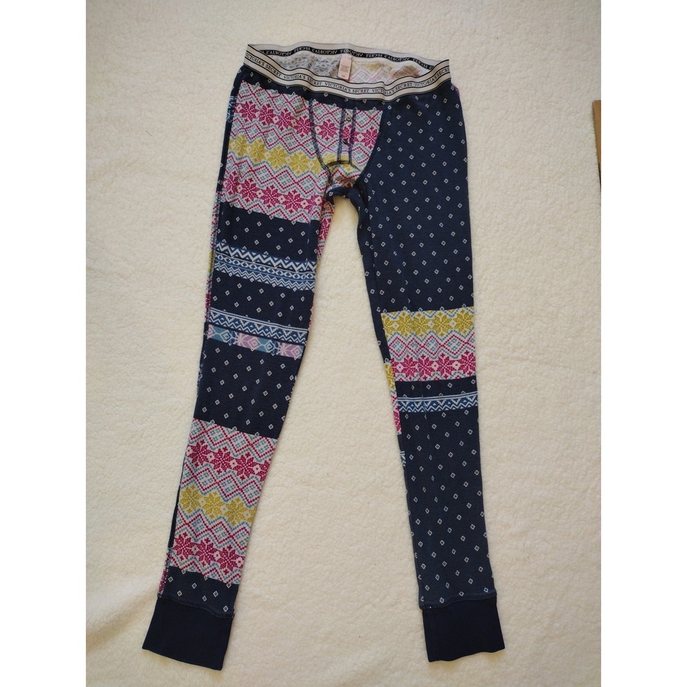 Victoria Secret Pajamas Pants Woman's Medium Multicolor‎ Elastic Waist Mid Rise - Picture 2 of 7